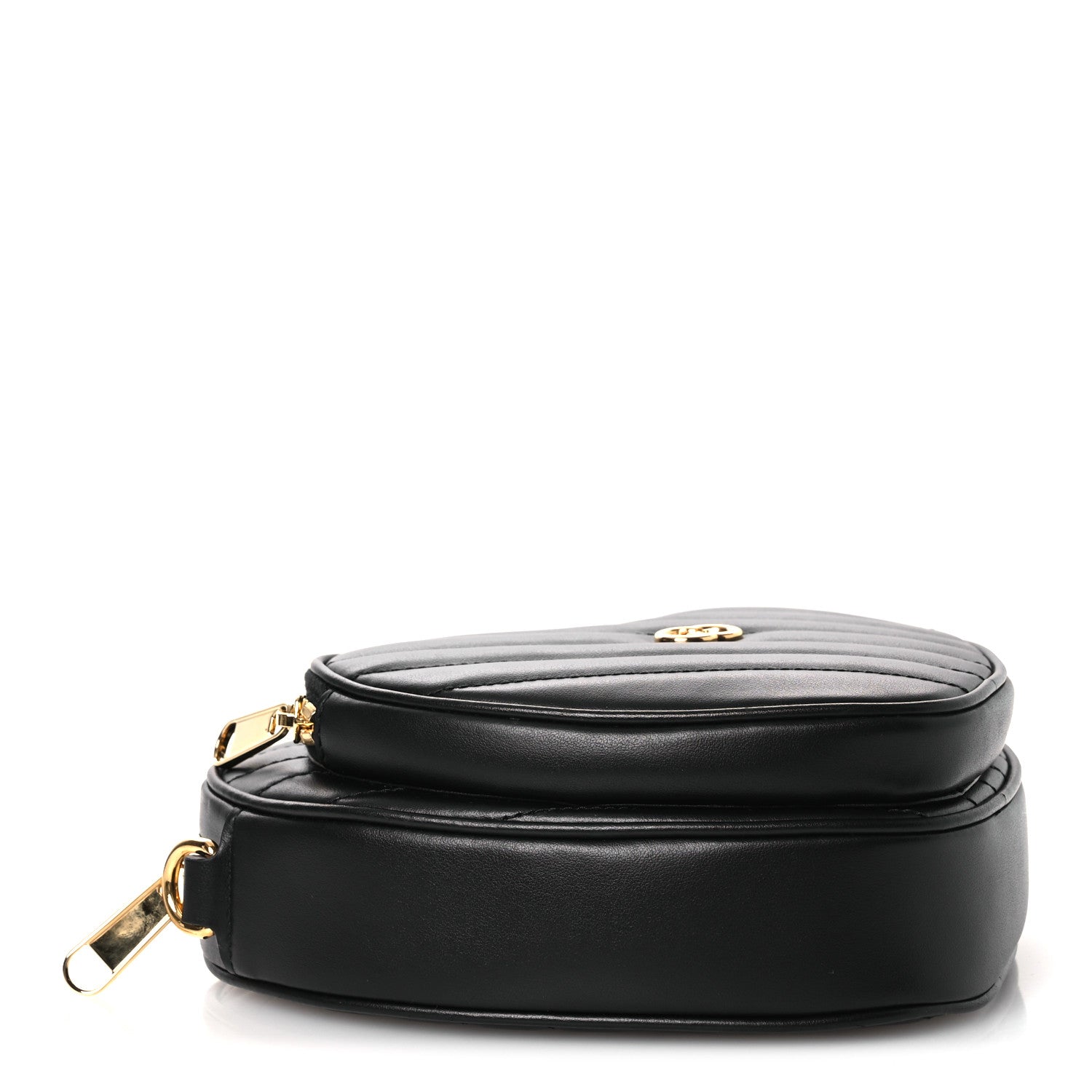 Gucci Calfskin Matelasse DDiagonal Mini Interlocking G Heart Shoulder Bag Black