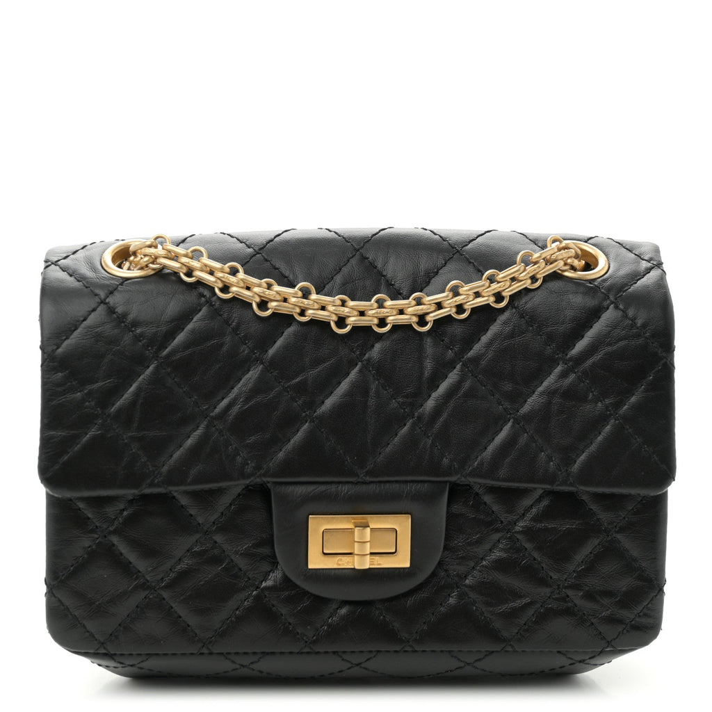 Chanel Aged Calfskin Quilted 2.55 Reissue Mini Flap Black