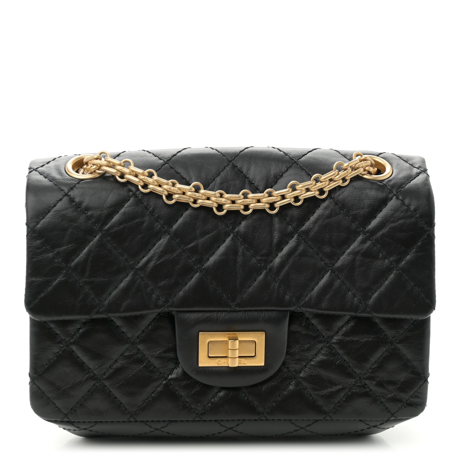 Chanel Aged Calfskin Quilted 2.55 Reissue Mini Flap Black