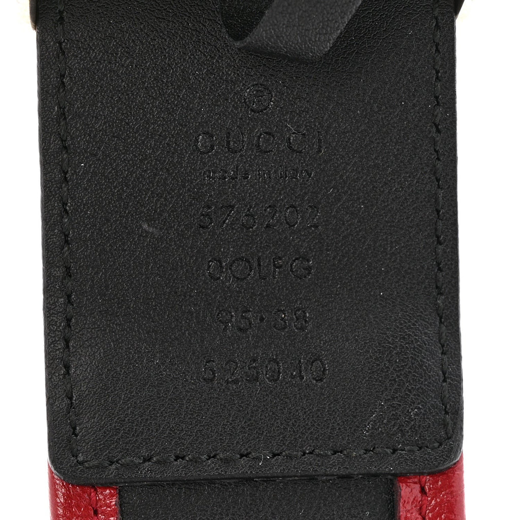 Gucci Azalea Calfskin Matelasse Diagonal Torchon Double G 40mm Belt 95 38 Black Romantic Cherry