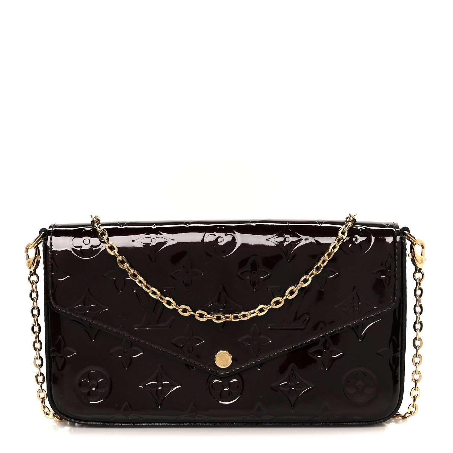 Louis Vuitton Vernis Pochette Felicie Chain Wallet Amarante