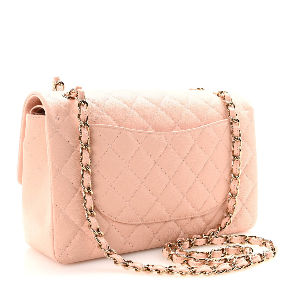 Chanel Caviar Quilted Jumbo Double Flap Light Pink