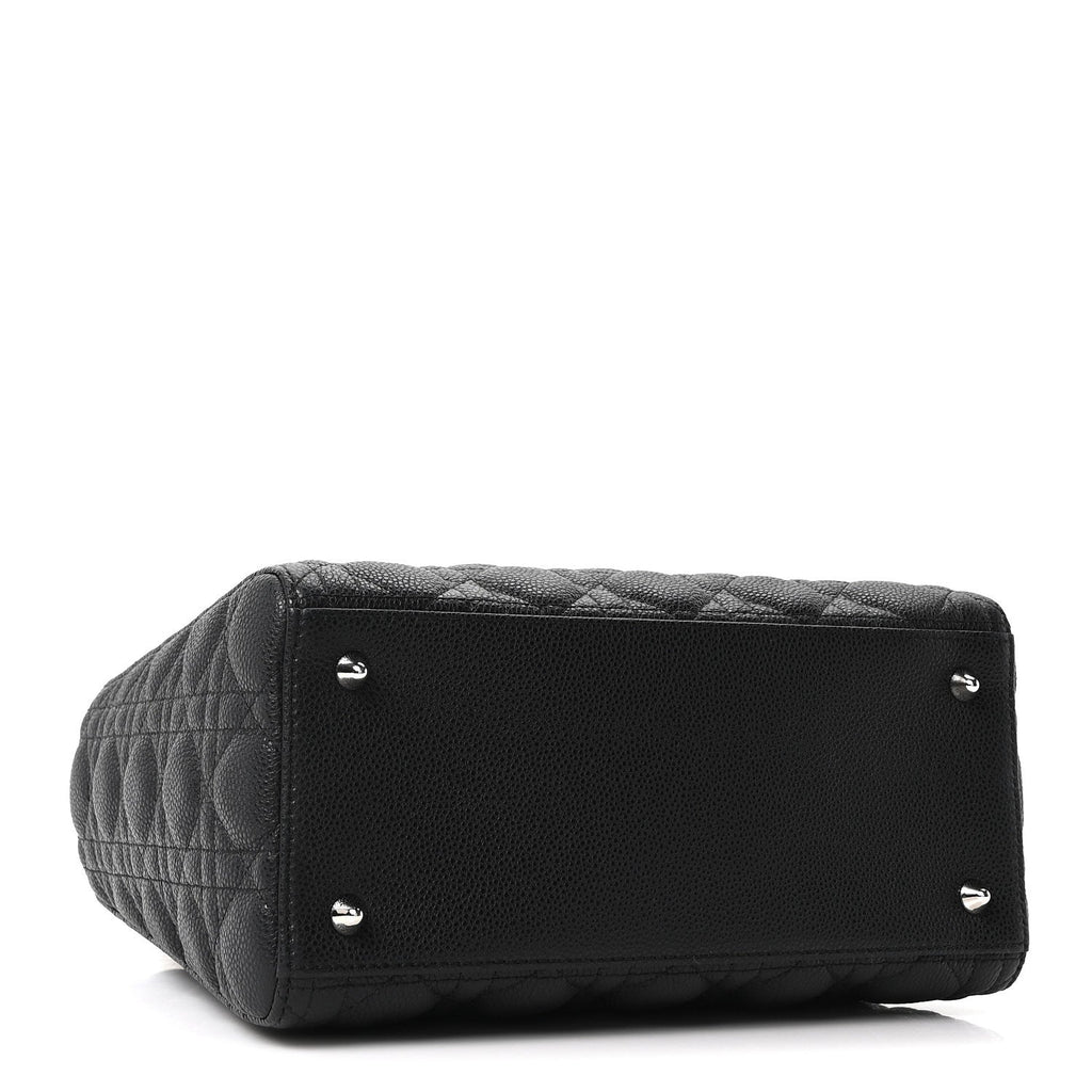 Christian Dior Grained Calfskin Cannage Medium Lady Dior Black