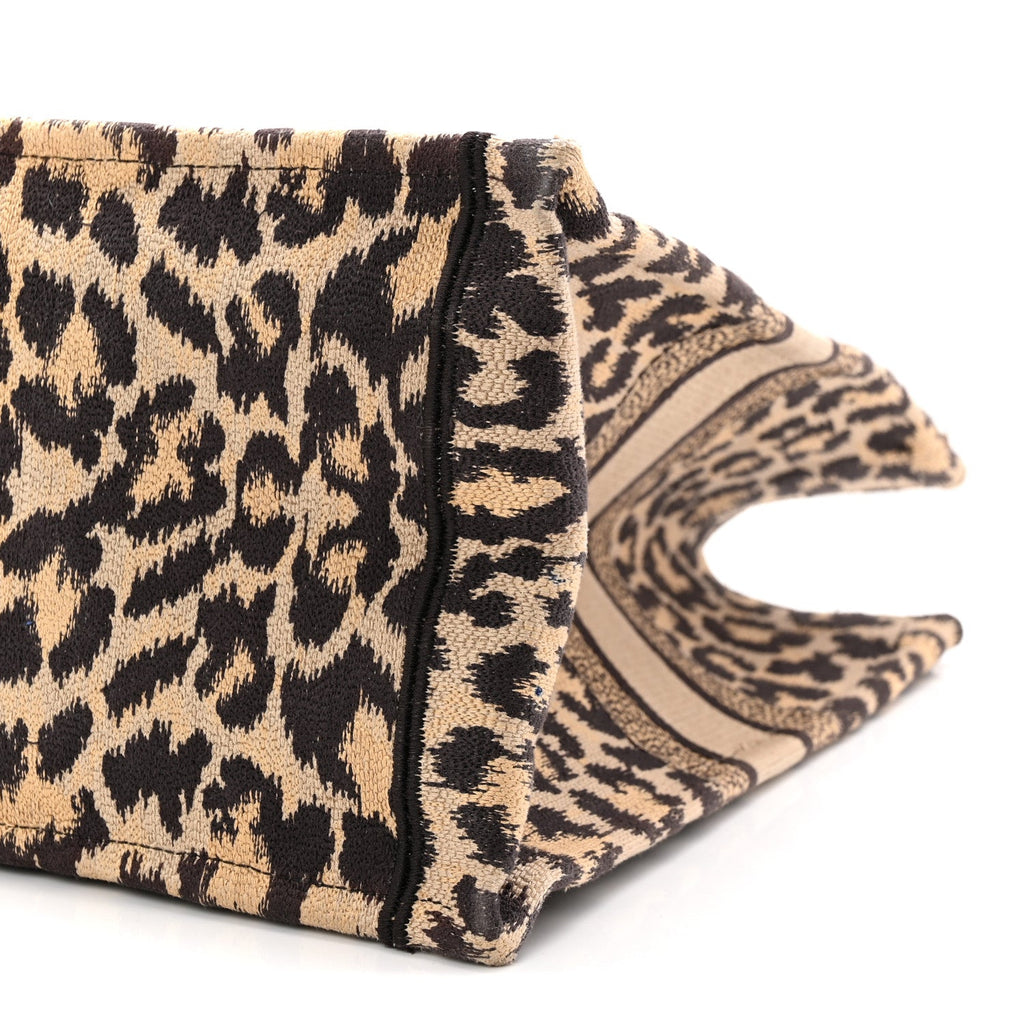 Christian Dior Canvas Mizza Embroidered Large Leopard Book Tote Beige