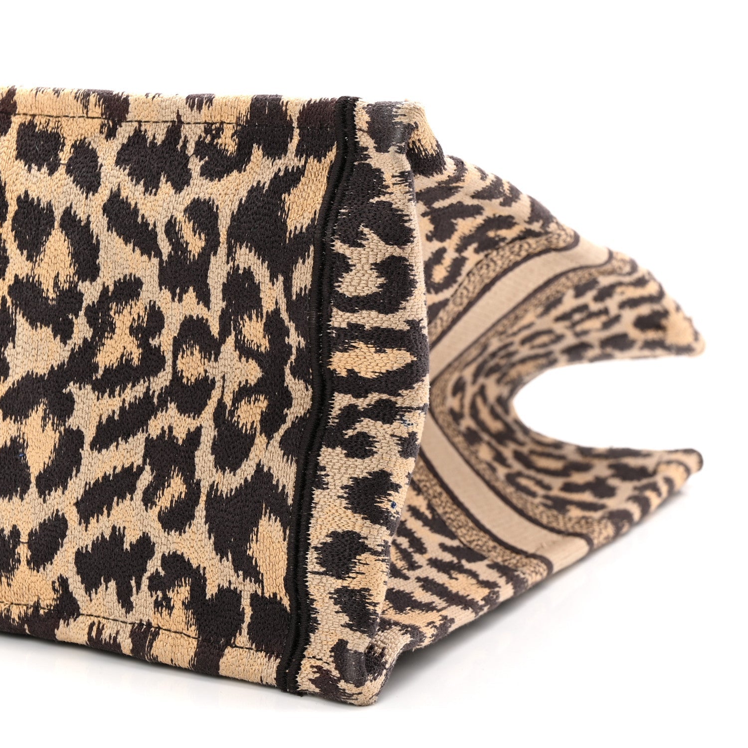 Christian Dior Canvas Mizza Embroidered Large Leopard Book Tote Beige