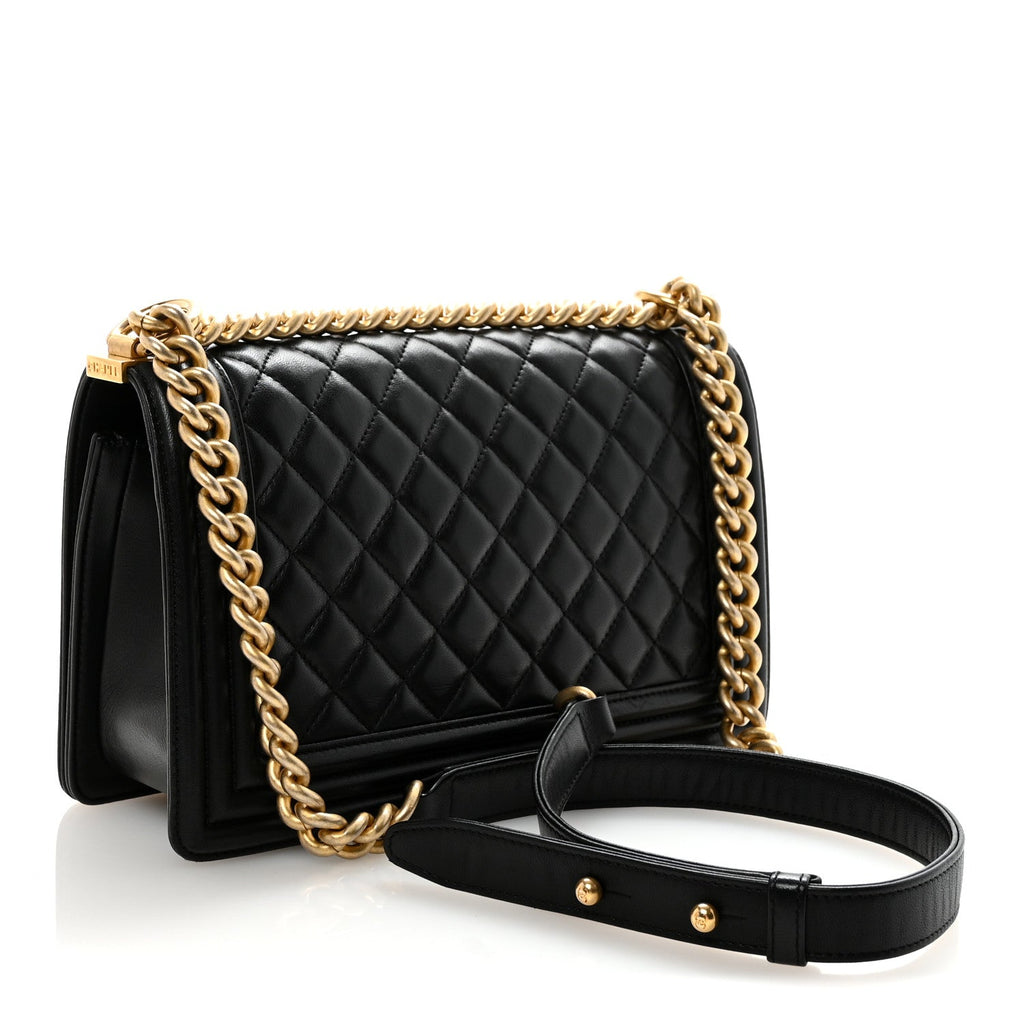 Chanel Lambskin Quilted Medium Boy Flap Black