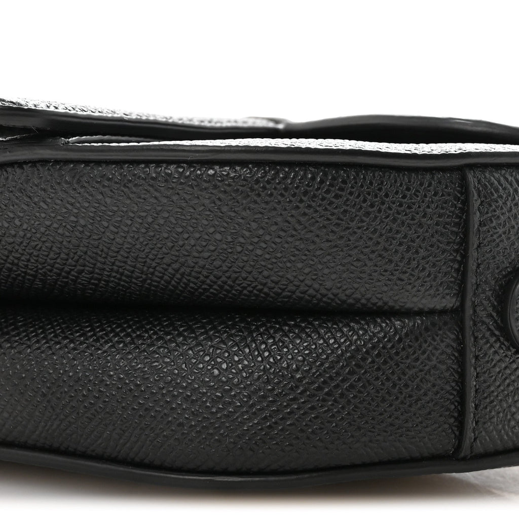 Christian Dior Grained Calfskin Mini Saddle Bag With Strap Black