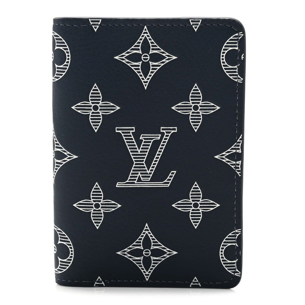 Louis Vuitton Calfskin Monogram Shadow Pocket Organizer Navy Blue White