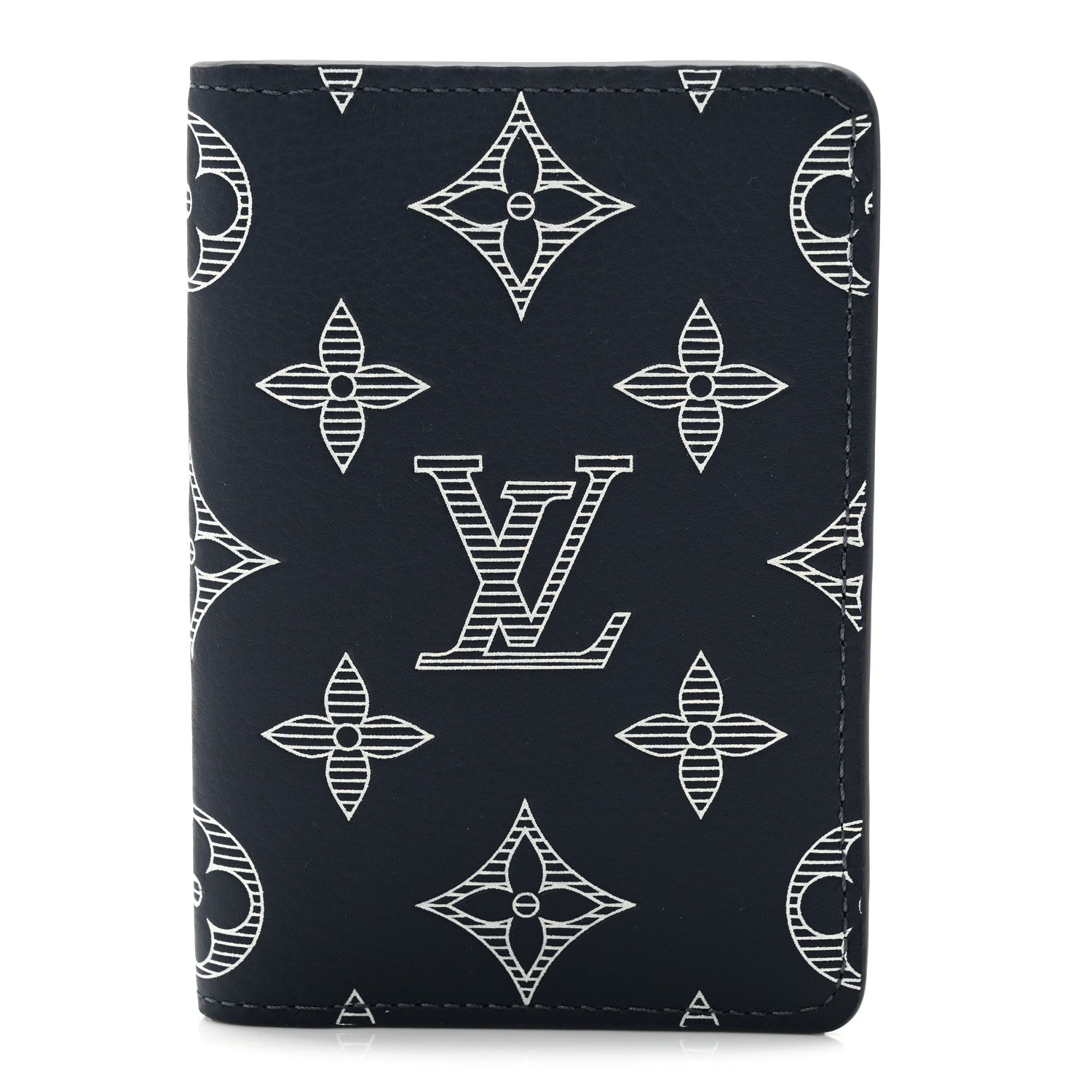 Louis Vuitton Calfskin Monogram Shadow Pocket Organizer Navy Blue White