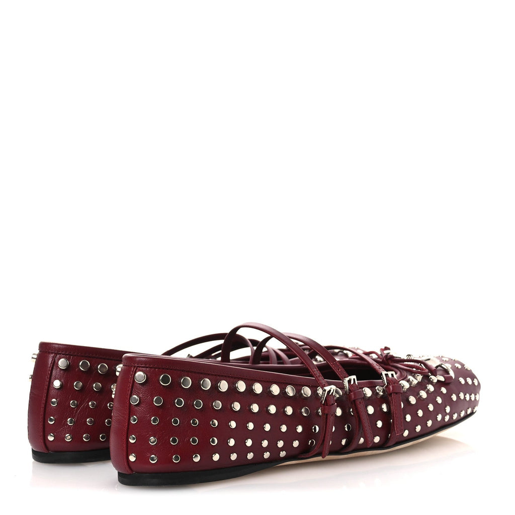 Gucci Nappa Carmaque Studded Horsebit Ballet Flats 39 Rosso Ancora