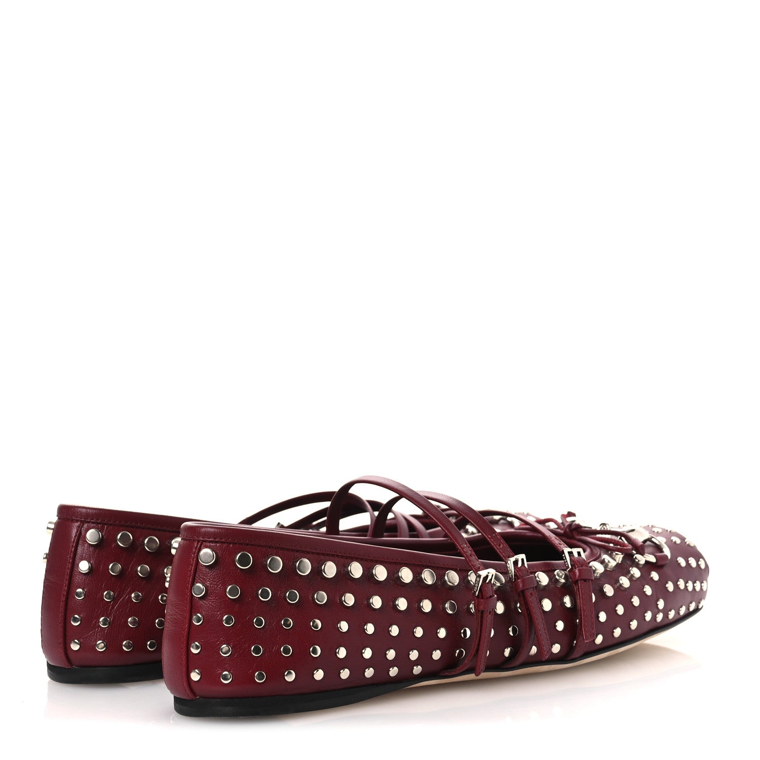 Gucci Nappa Carmaque Studded Horsebit Ballet Flats 39 Rosso Ancora