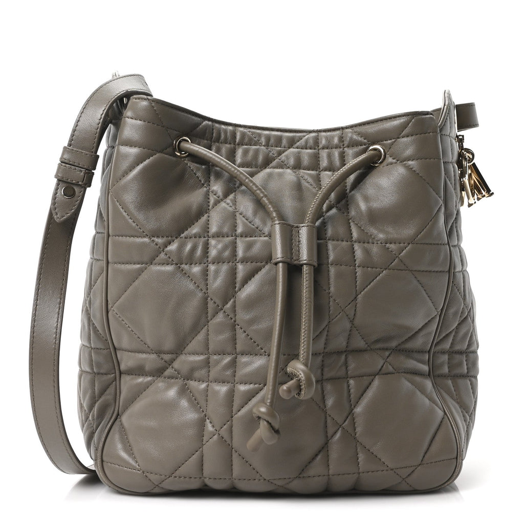 Christian Dior Calfskin Macrocannage Medium D-Motion Bag Clay Green