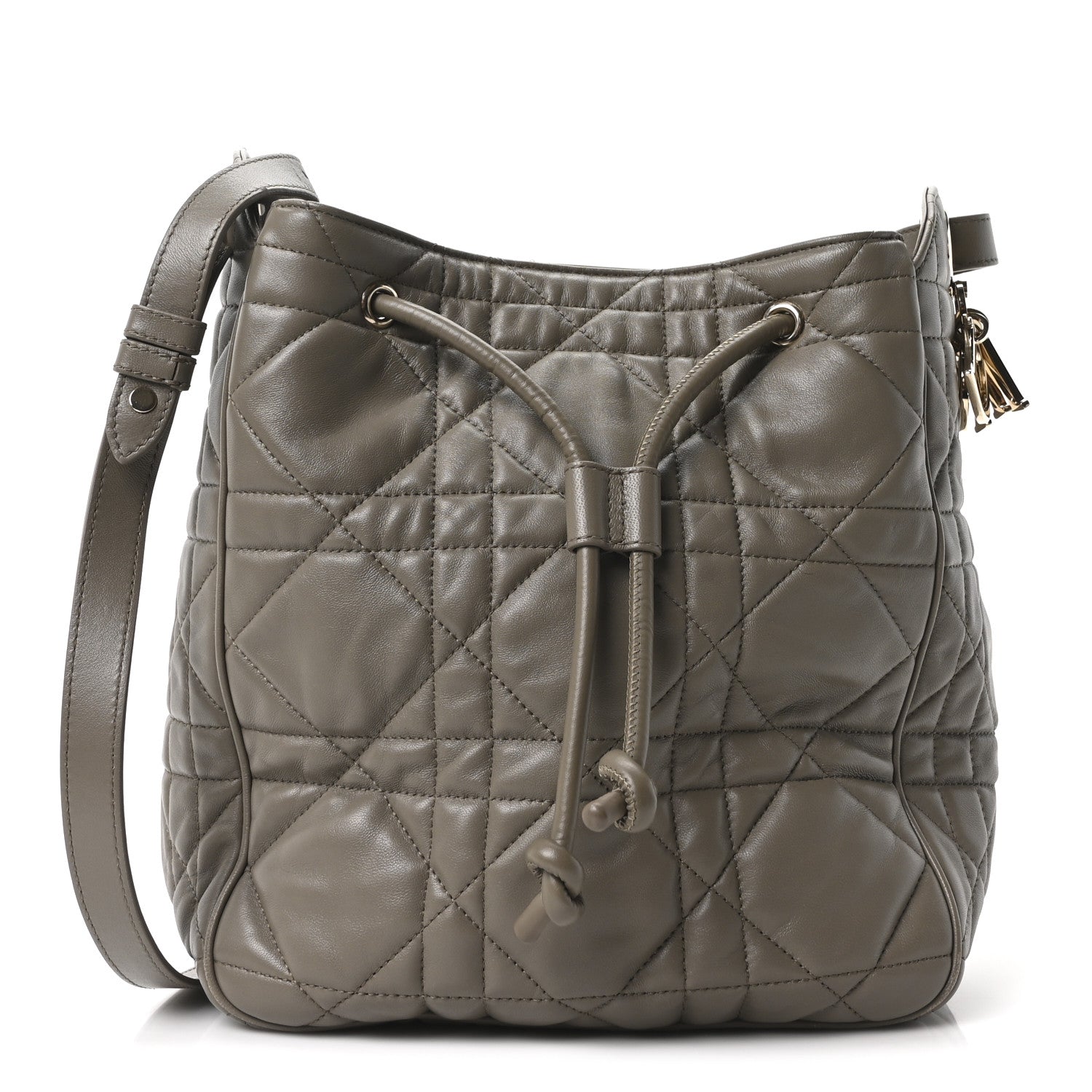 Christian Dior Calfskin Macrocannage Medium D-Motion Bag Clay Green