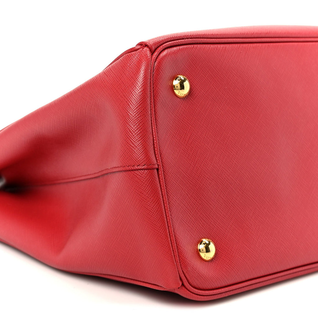 Prada Saffiano Lux Large Double Zip Tote Fuoco