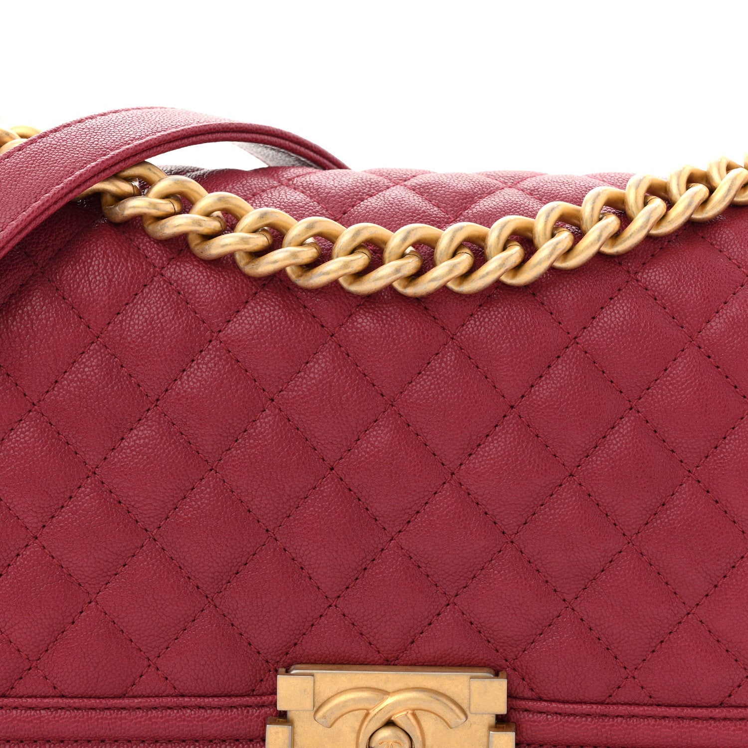 Chanel Caviar Quilted Medium Boy Flap Red