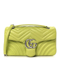 Gucci Calfskin Matelasse Medium GG Marmont Shoulder Bag Bright Green