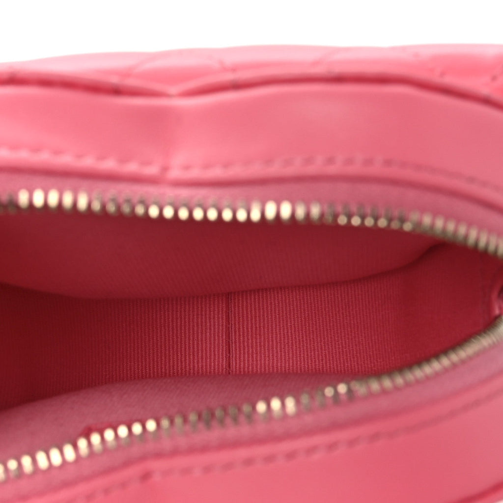 Chanel Lambskin Quilted CC In Love Heart Waist Belt Bag With Chain Pink