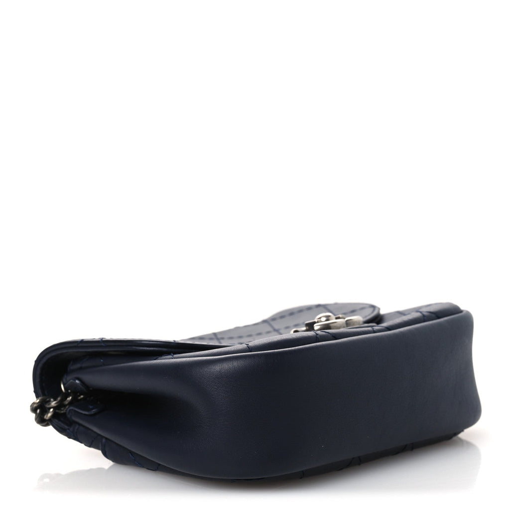 Chanel Calfskin Stitch CC Small Flap Navy Blue