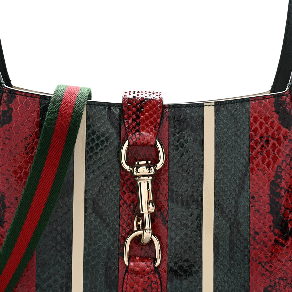 Gucci Snakeskin Web Small Jackie 1961 Hobo Green