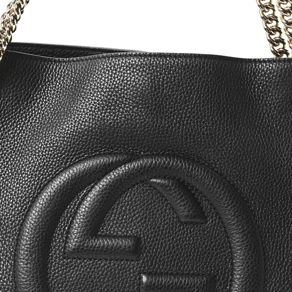 Gucci Pebbled Calfskin Medium Soho Chain Shoulder Bag Black