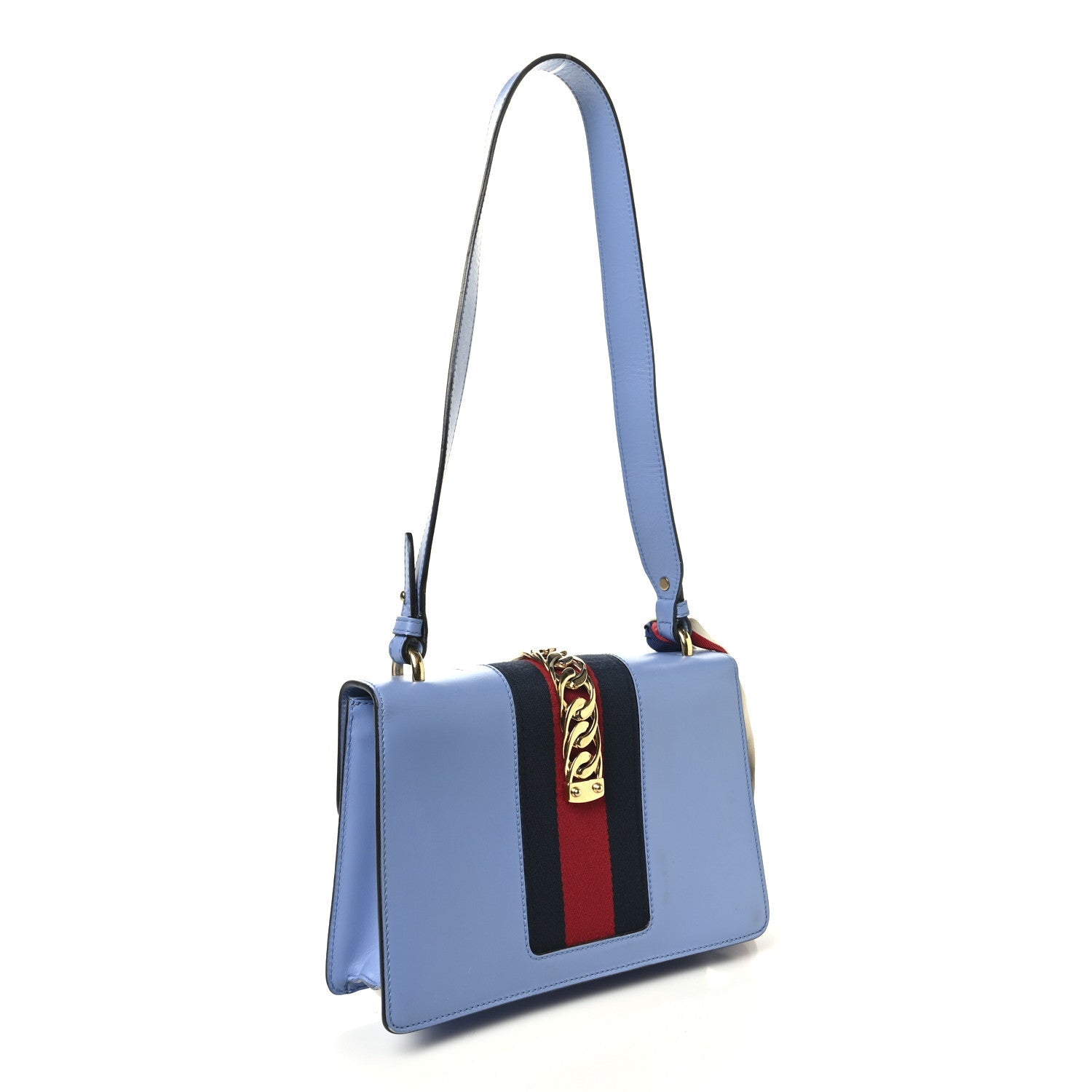 Gucci Calfskin Small Sylvie Shoulder Bag Clear Sky Blue