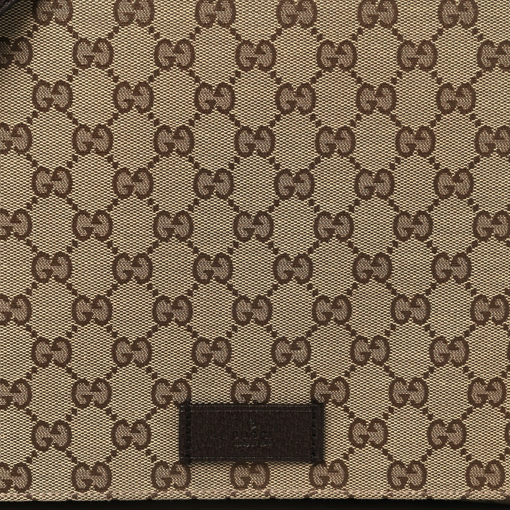 Gucci GG Monogram Medium Flap Messenger Bag Beige Dark Brown