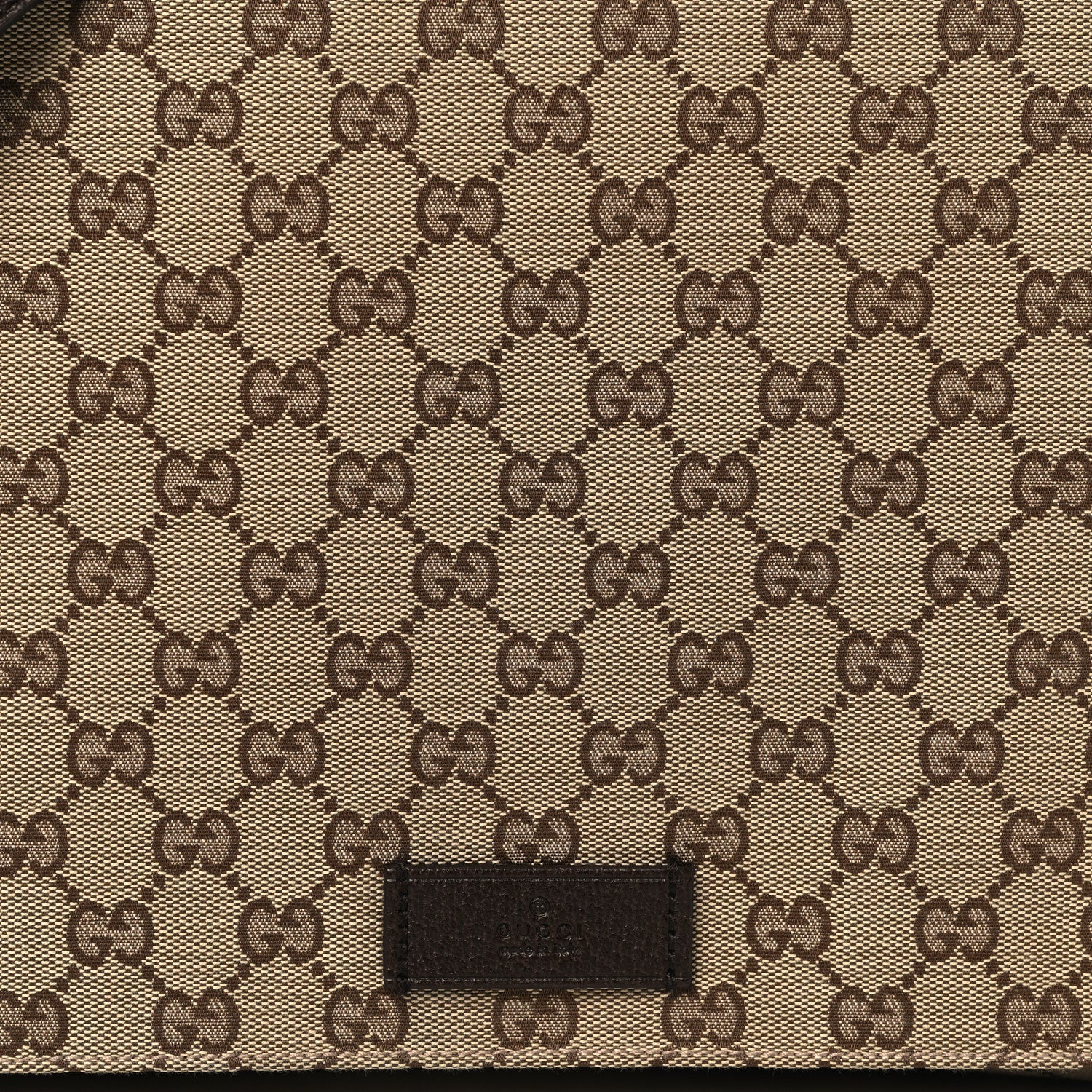 Gucci GG Monogram Medium Flap Messenger Bag Beige Dark Brown