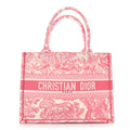 Christian Dior Canvas Embroidered Medium Dioriviera Toile De Jouy Book Tote Peony Pink