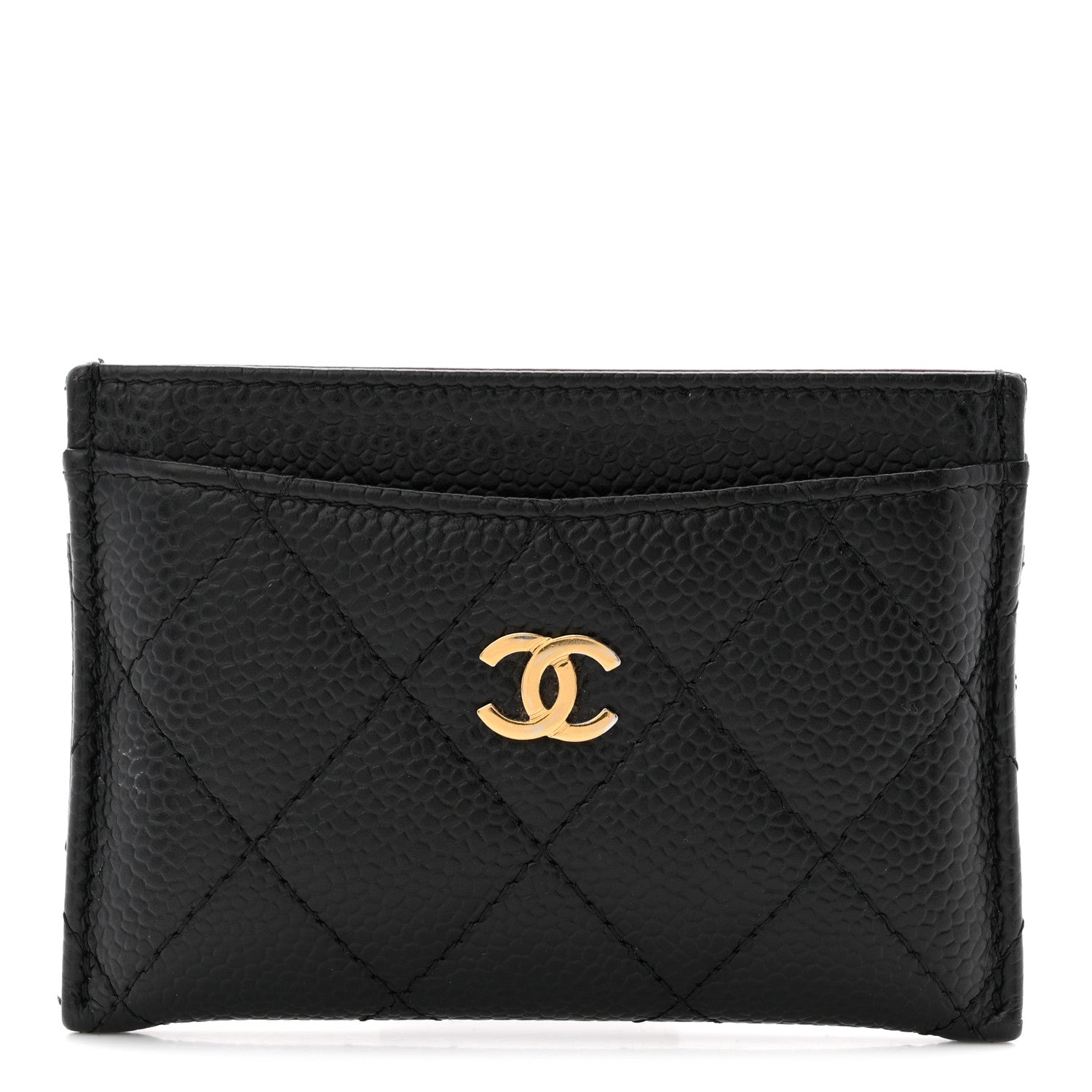 Caviar Quilted Card Holder Black