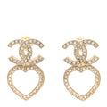 Crystal CC Heart Drop Earrings Gold