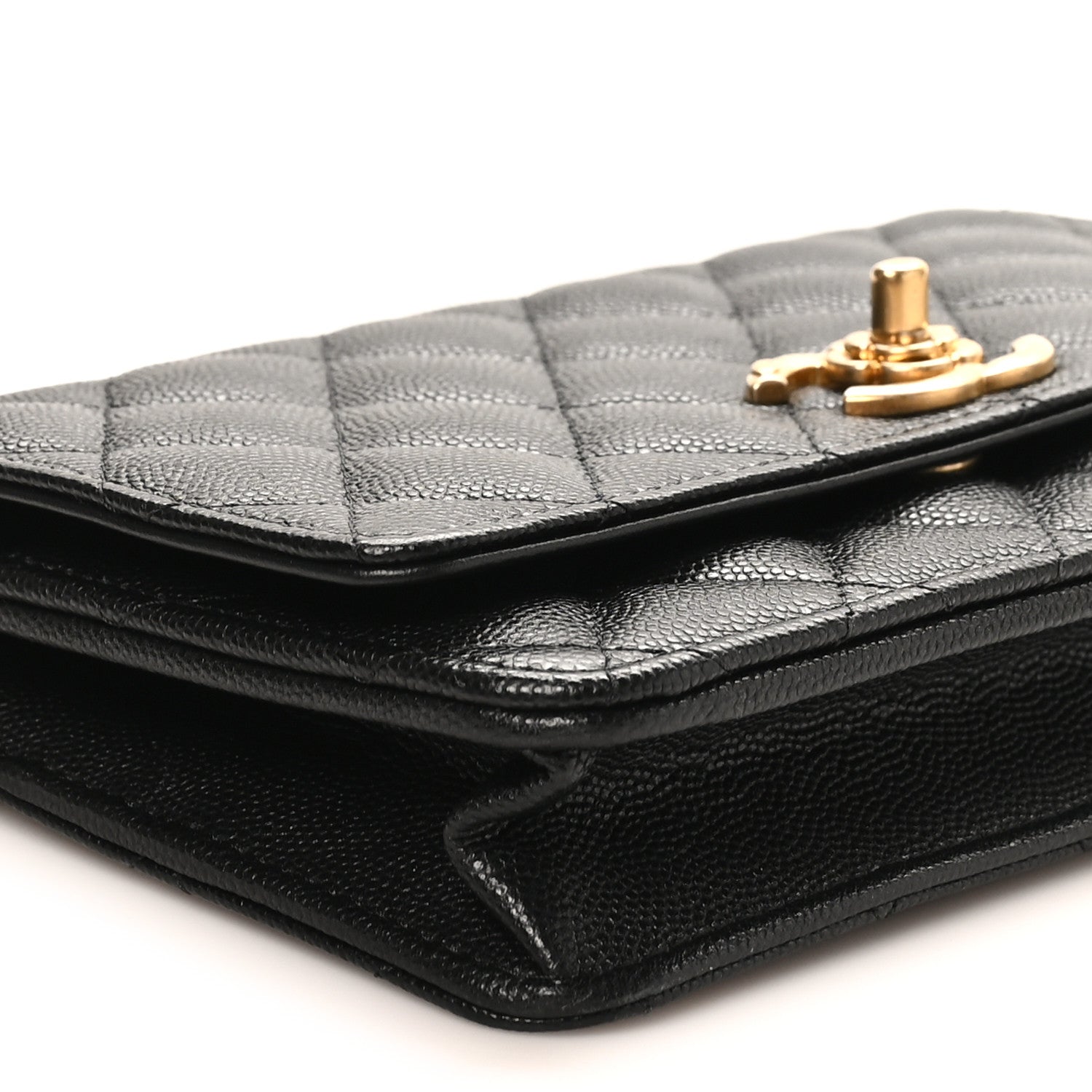 Chanel Caviar Quilted Camellia Wallet On Chain WOC Black