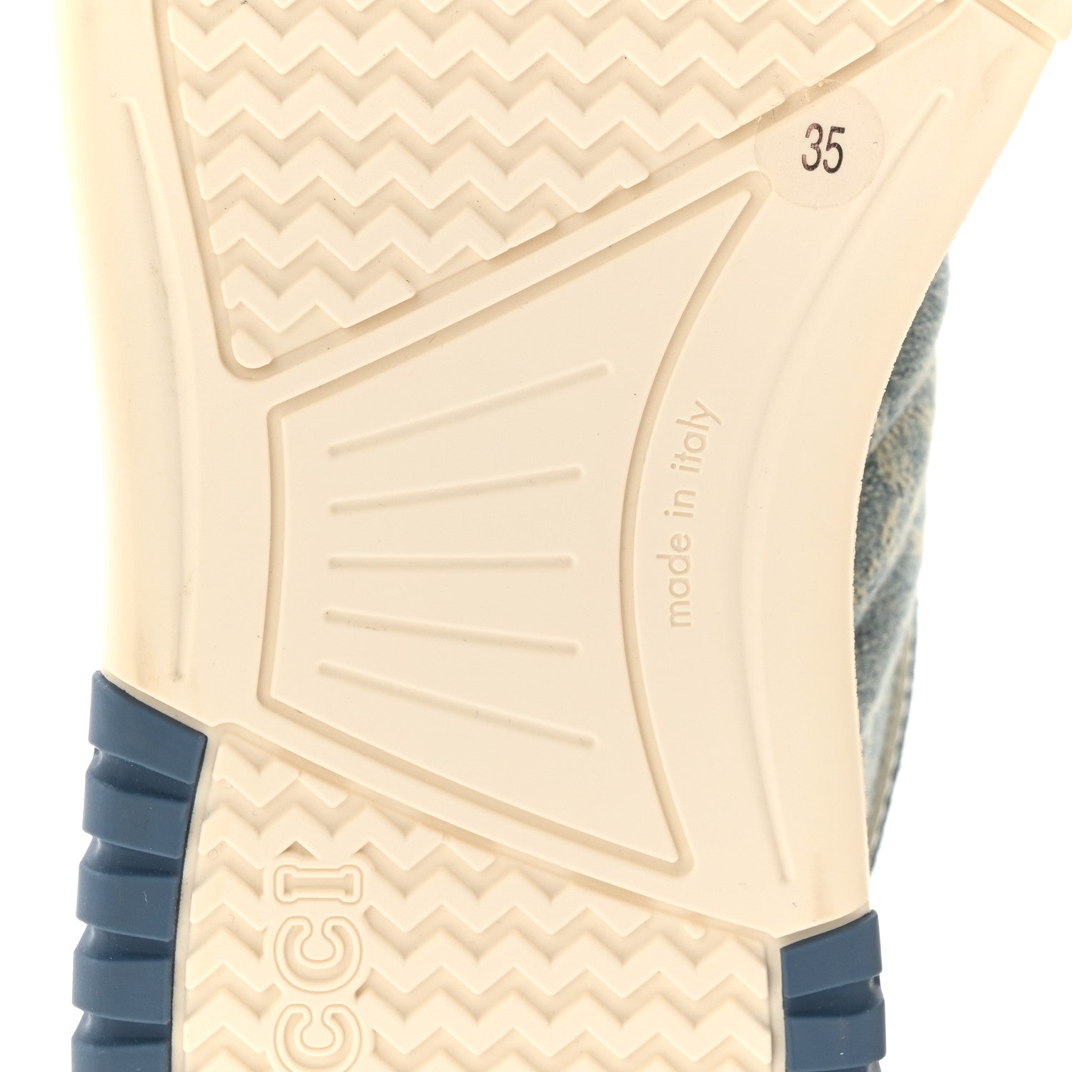 Gucci Denim GG Monogram Womens Re-Web Sneakers 35 Light Blue
