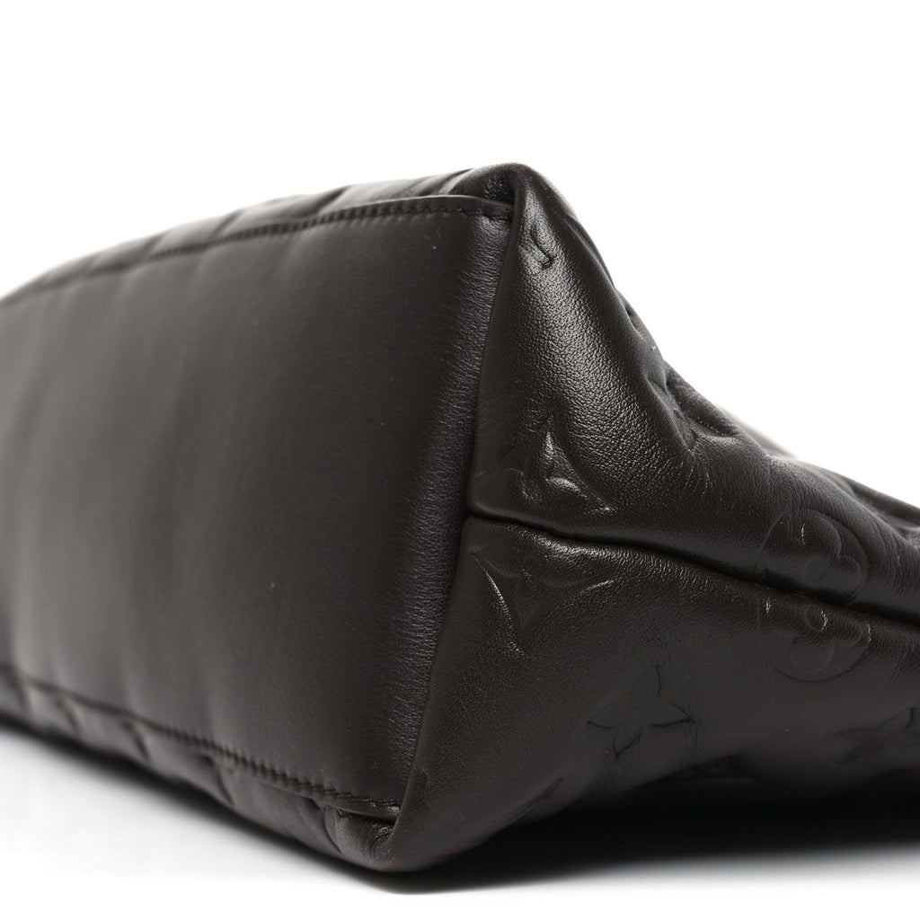 Louis Vuitton Calfskin Embossed Monogram Coussin Hobo MM Chocolate