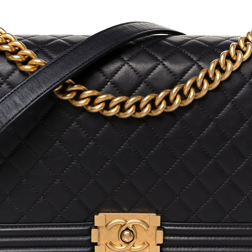 Chanel Lambskin Quilted New Medium Boy Flap Dark Purple