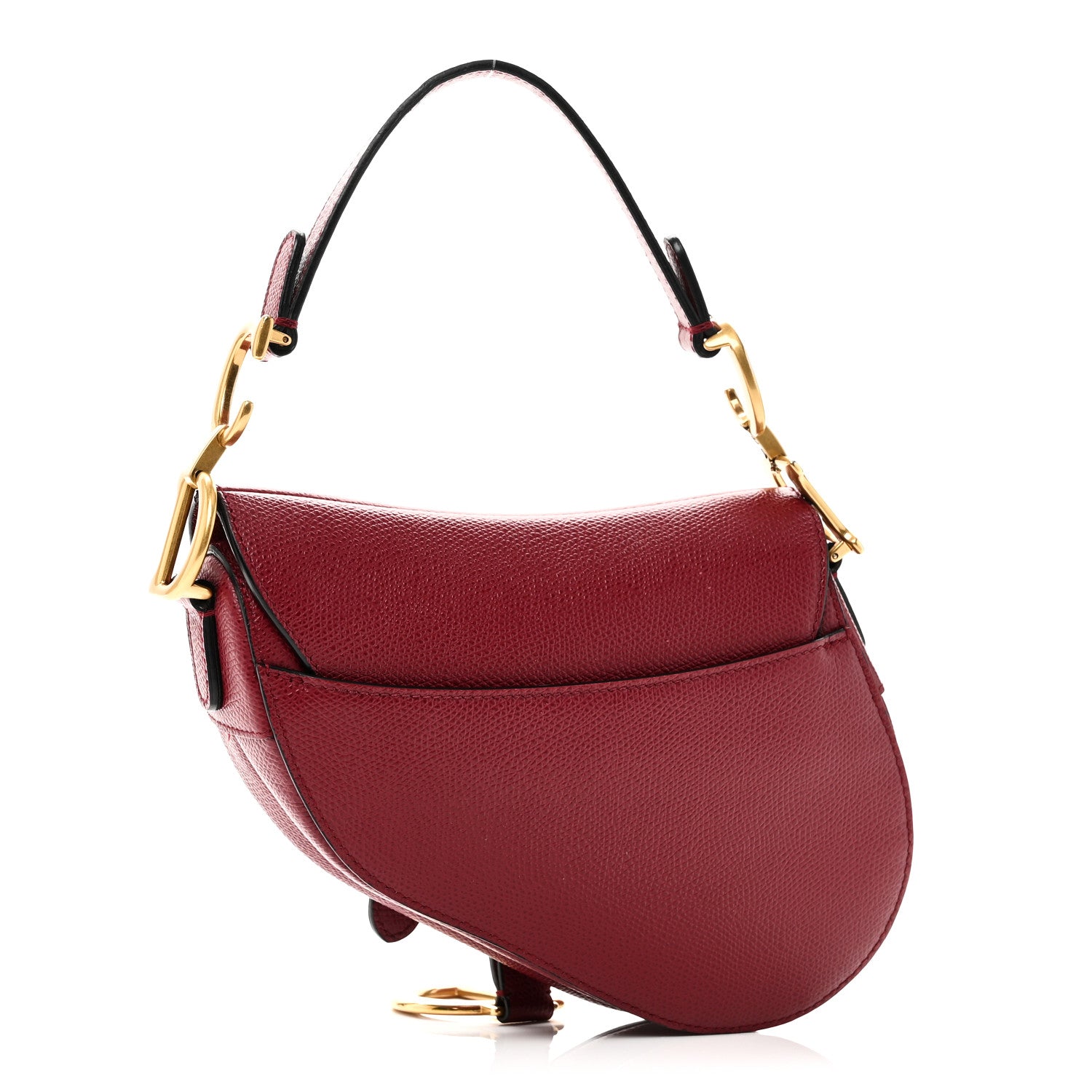 Christian Dior Grained Calfskin Mini Saddle Bag Red
