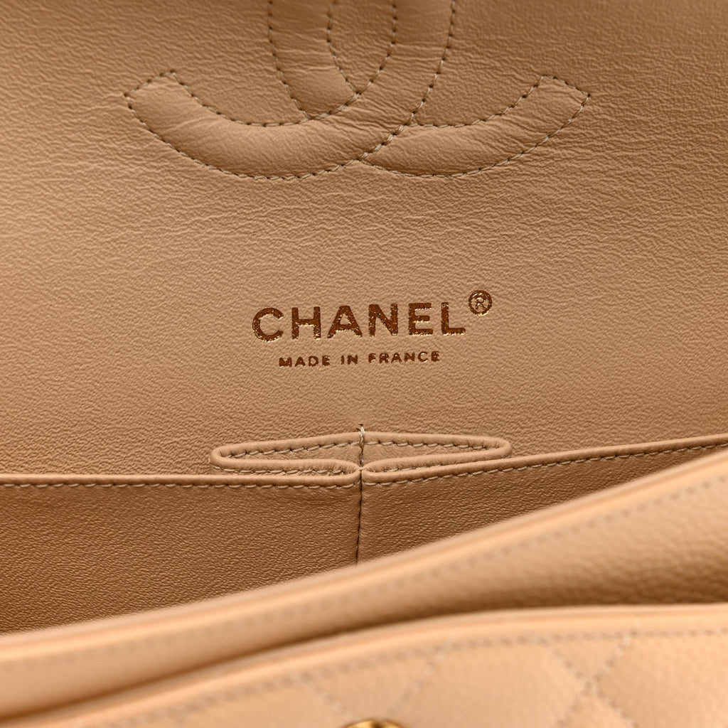 Chanel Caviar Quilted Medium Double Flap Beige
