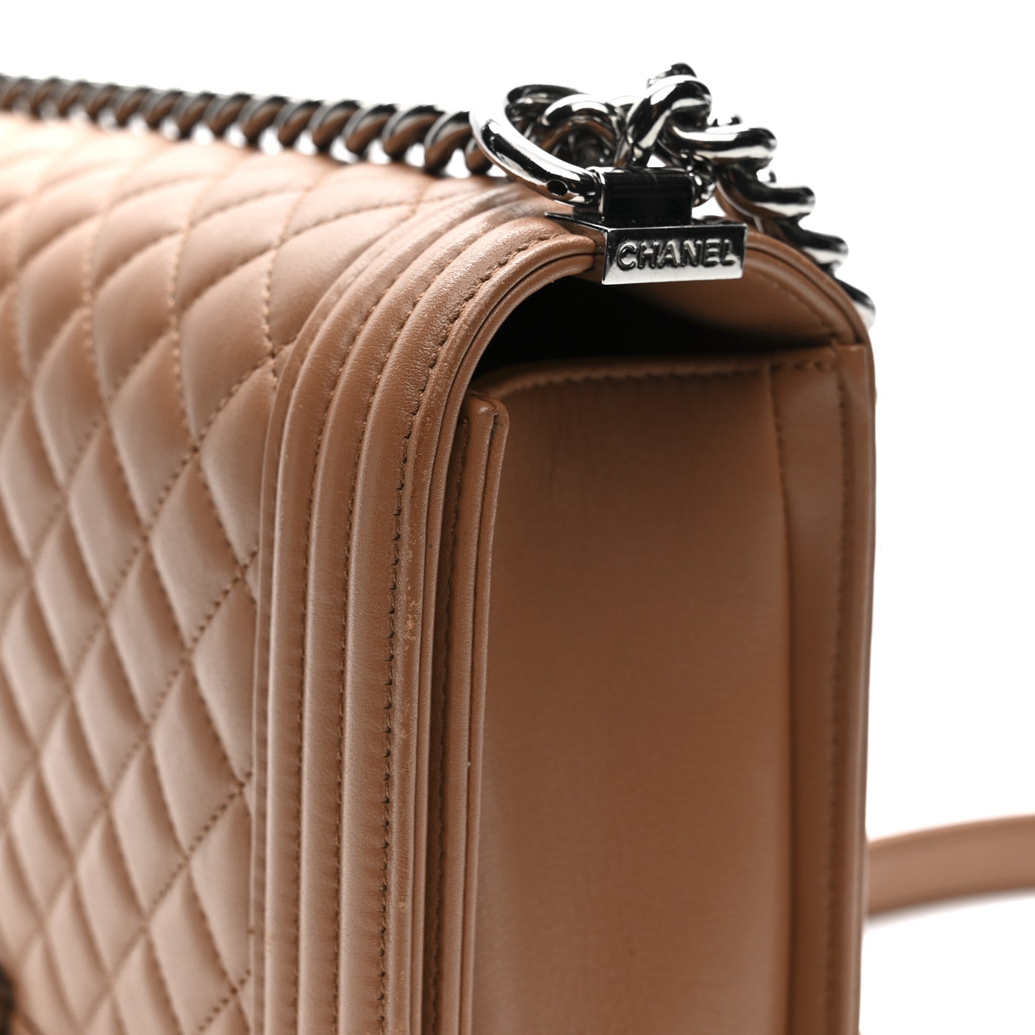 Chanel Calfskin Quilted New Medium Boy Flap Dark Beige