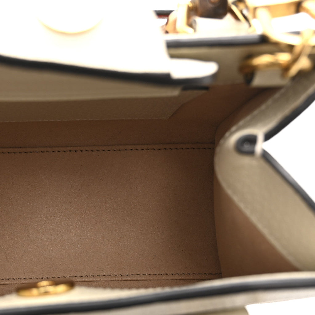 Gucci Textured Dollar Calfskin Web Mini Diana Tote Bag Mystic White