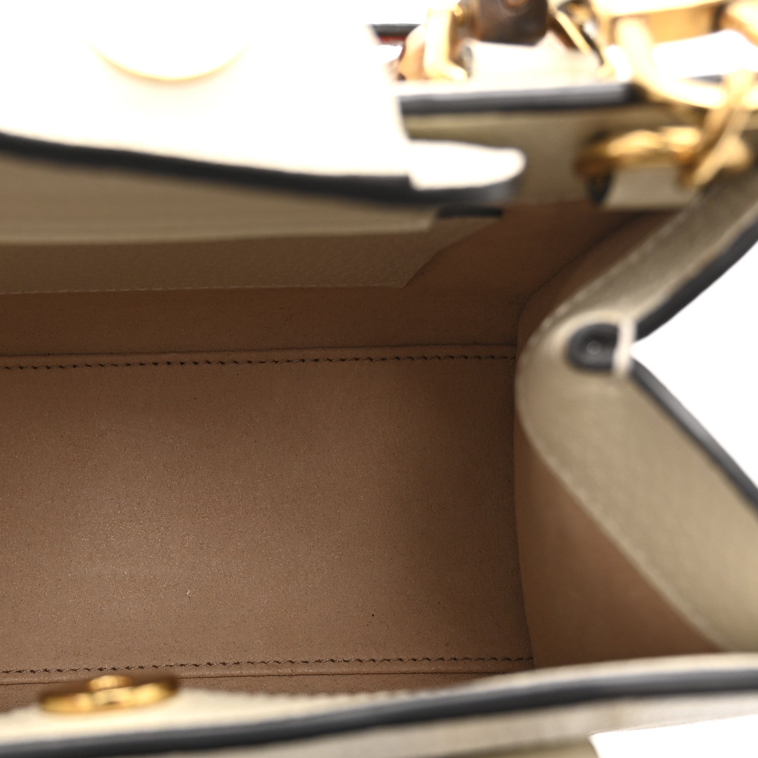 Gucci Textured Dollar Calfskin Web Mini Diana Tote Bag Mystic White