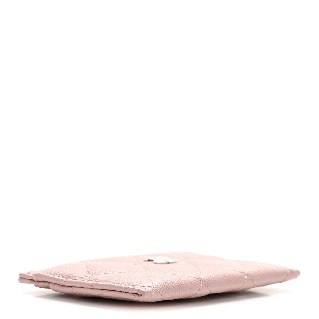 Caviar Quilted Card Holder Light Pink