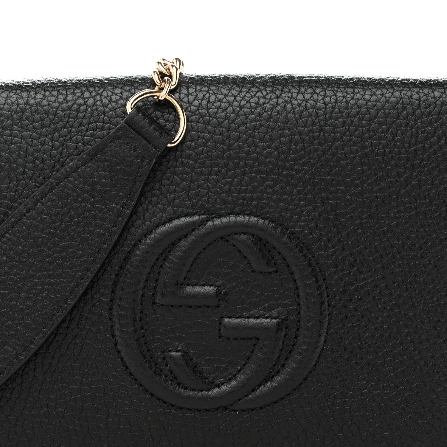Gucci Pebbled Calfskin Soho Wallet On Chain Black