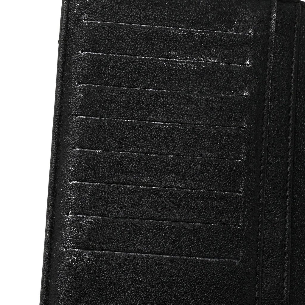 Chanel Shiny Goatskin Chevron Quilted Yen Wallet Black