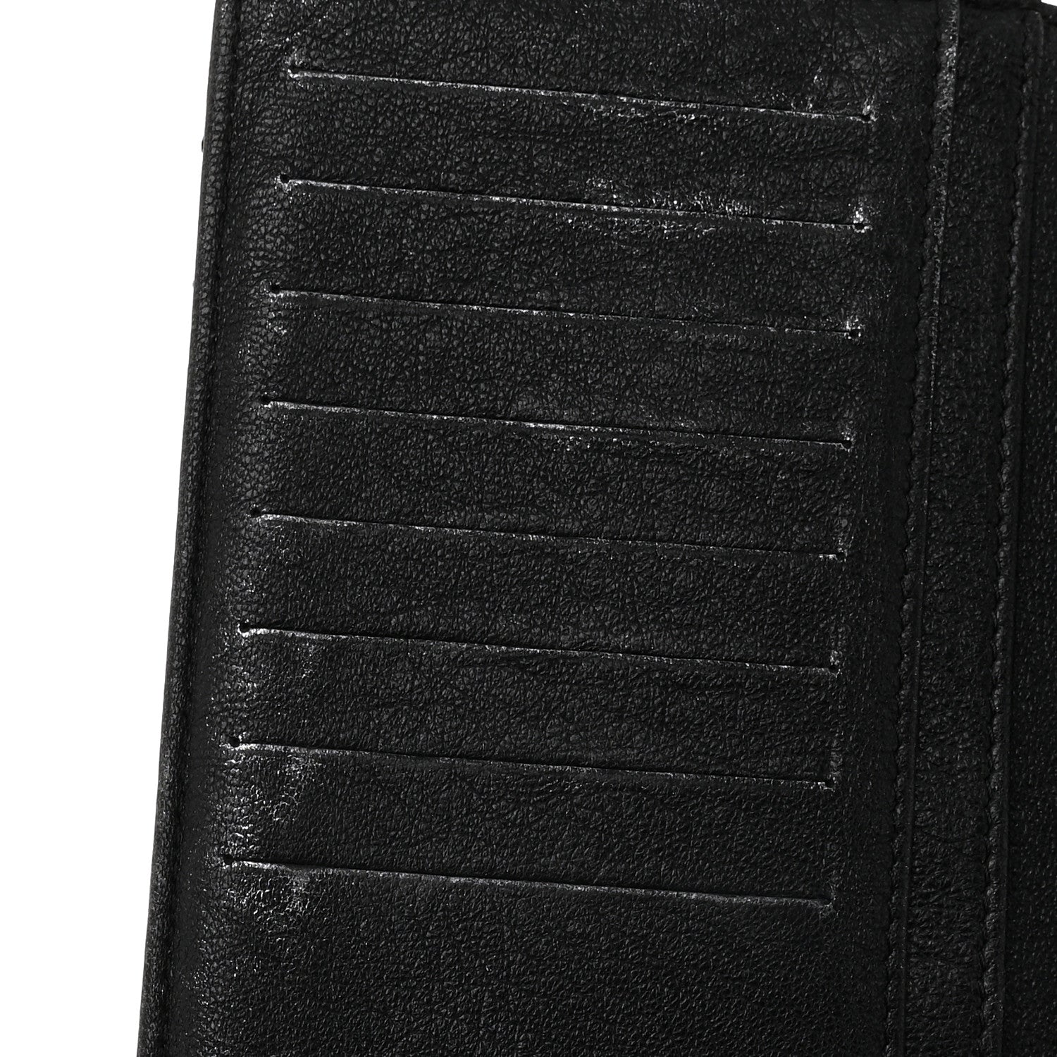 Chanel Shiny Goatskin Chevron Quilted Yen Wallet Black