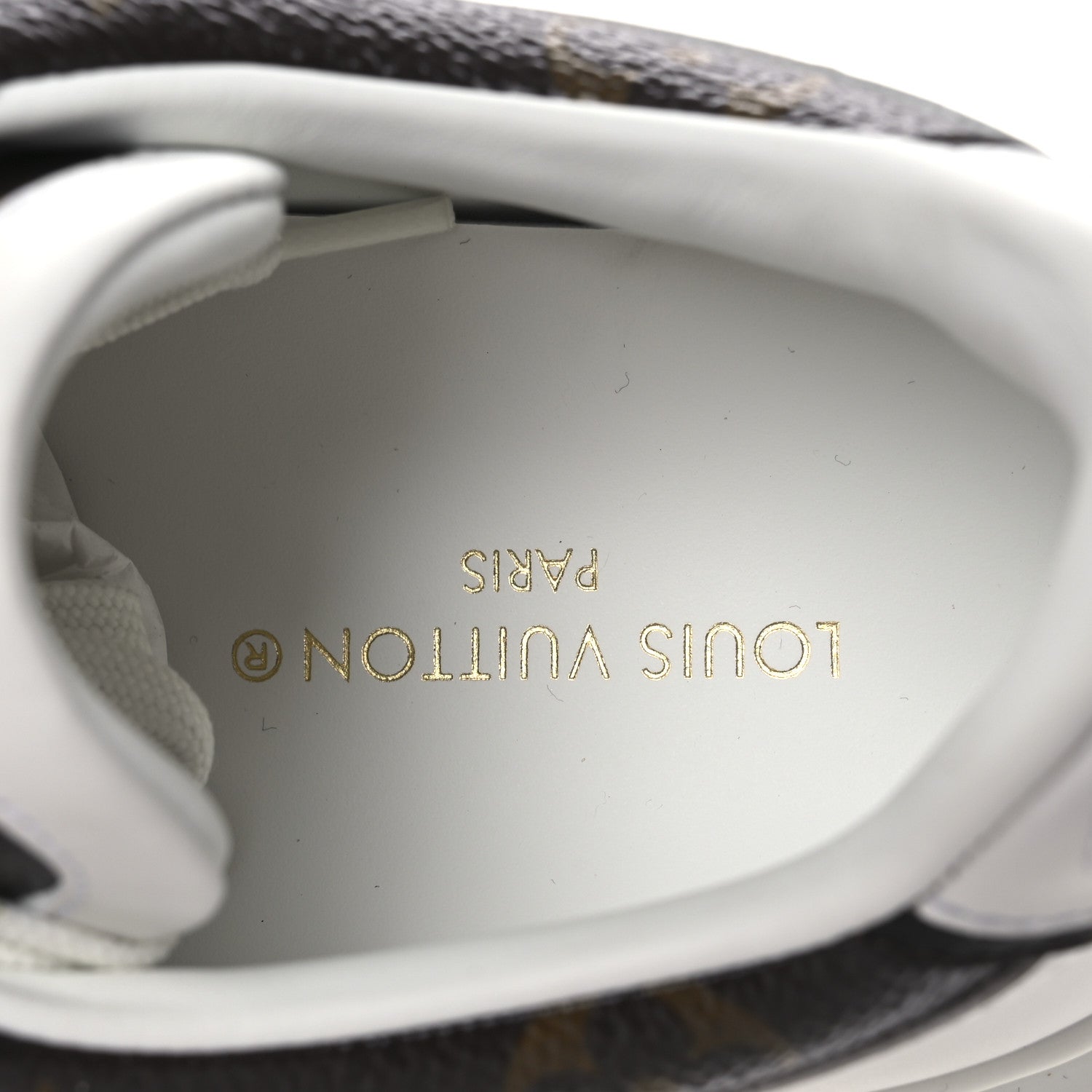 Louis Vuitton Lambskin Embossed Monogram Time Out Sneakers 39 White Brown