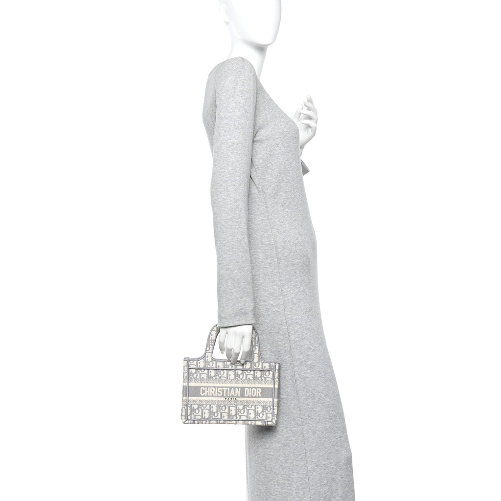 Christian Dior Oblique Mini Book Tote Grey Multicolor