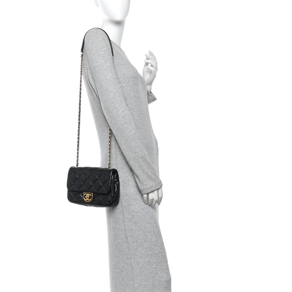 Chanel Lambskin Quilted Mini Flap Black