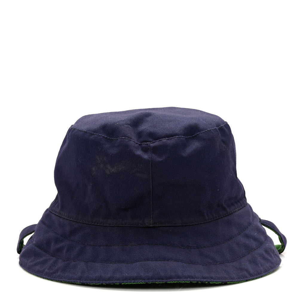 Gucci Monogram Multicolor Reversible Self-Tie Bucket Hat S Green Blue