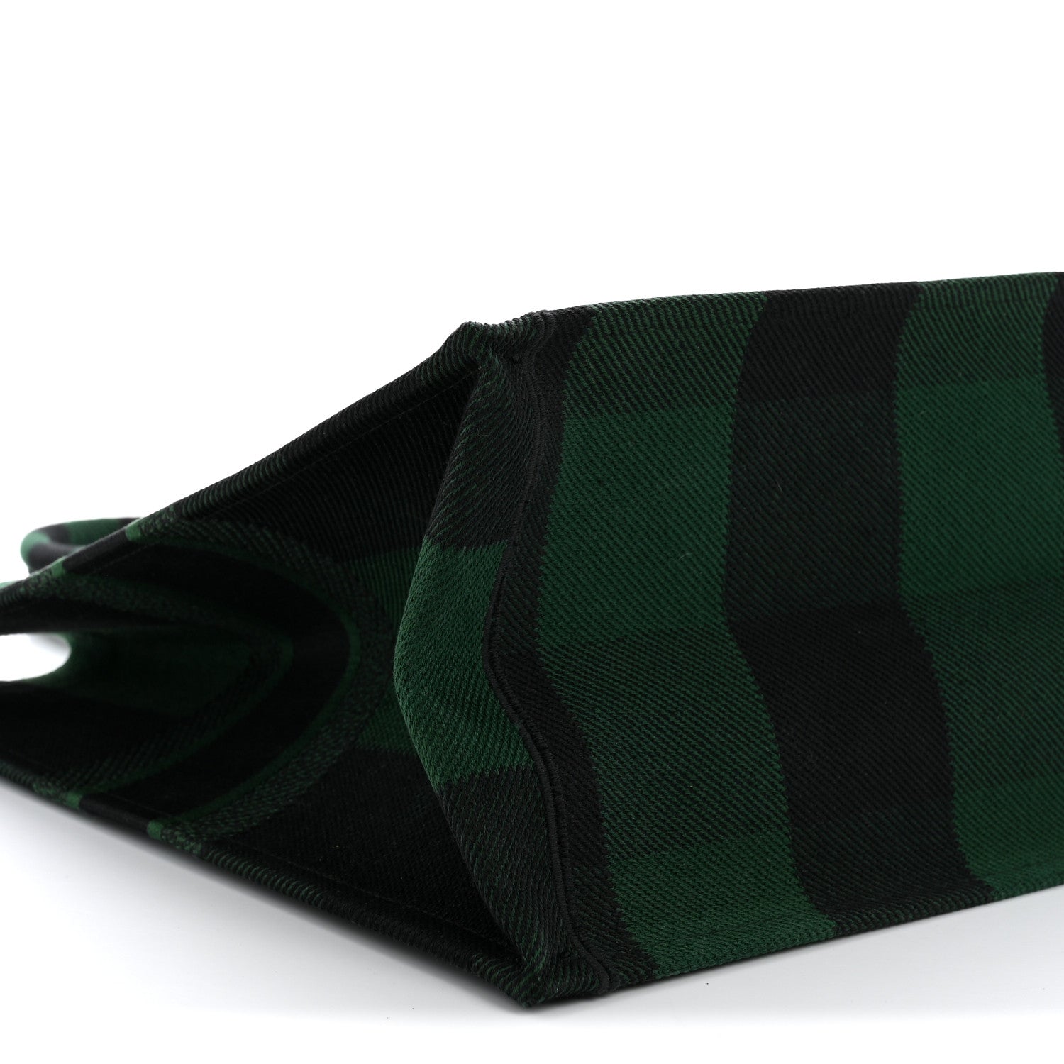 Christian Dior Canvas Embroidered Checkered Book Tote Black Green