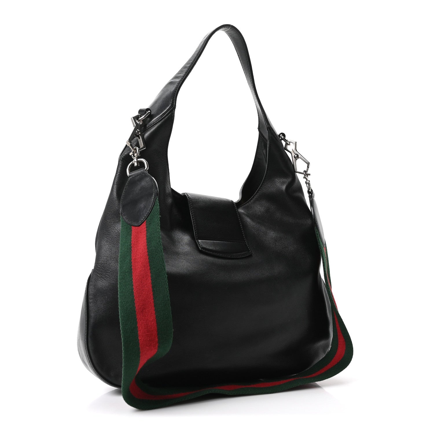 Gucci Calfskin Web Stripe Medium Dionysus Hobo Black