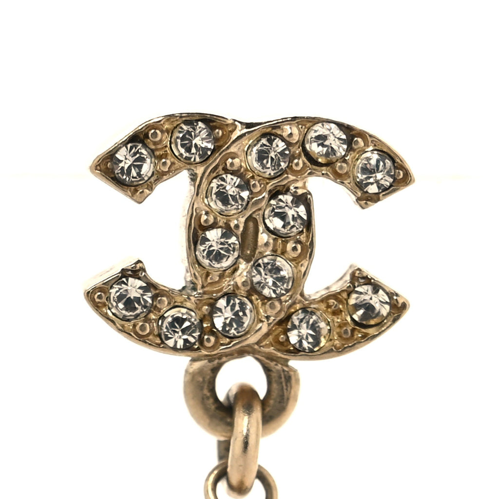 Crystal Pearl CC Drop Earrings Gold